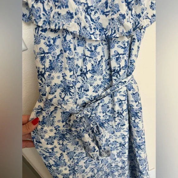 Rebecca Taylor Midi Silk Dress. Off the Shoulder size 6. - Picture 3 of 6